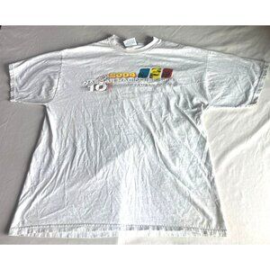 2004 NASCAR Racing T Shirt Size L White 99 Percent Cotton 1 Percent Polyester Me